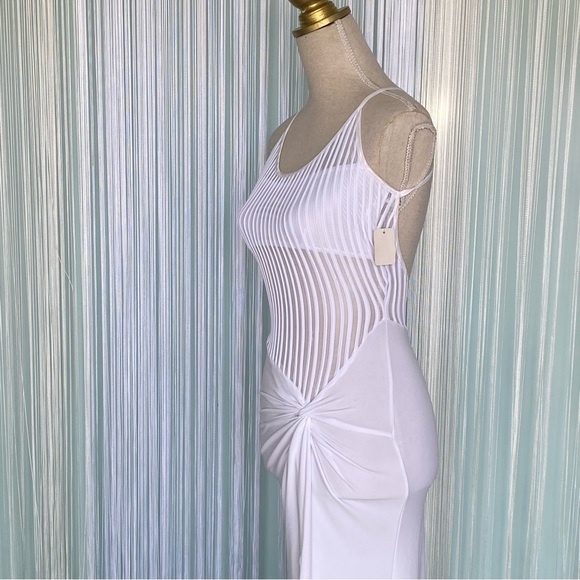 White Sheer Open Back Midi Dress NWT Size Small - Picture 4 of 17